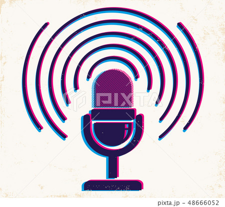 Microphone on old paper background 48666052