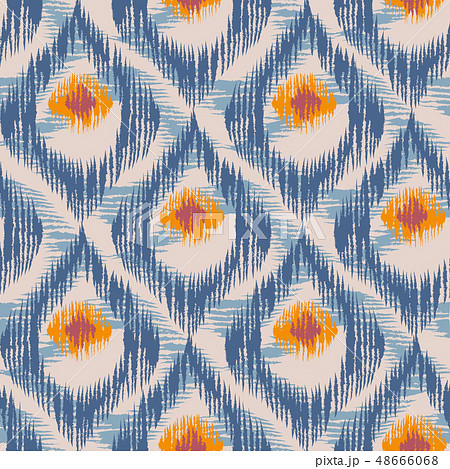 Retro ikat blue pattern. 48666068