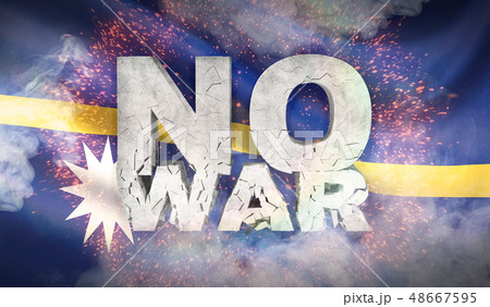 No war concept. Flag of Nauru. Waved highly detailed fabric texture. 3D illustration. 48667595