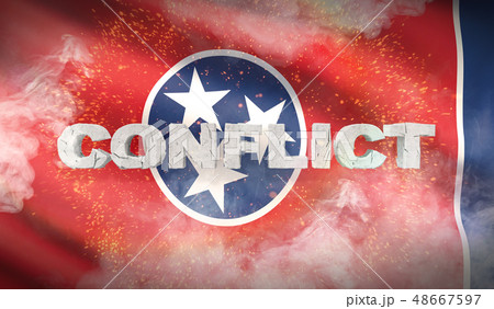 Conflict concept. State of Tennessee flag. Flags of the states of USA. 3D illustration 48667597