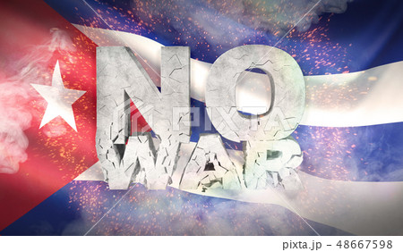 No war concept. Flag of Cuba. Waved highly detailed fabric texture. 3D illustration. 48667598