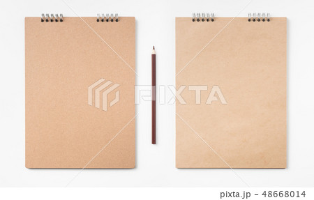 kraft notebook and pen on white background 48668014