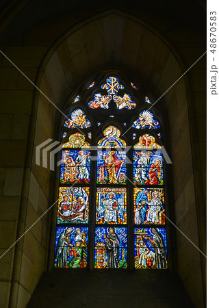 Colorful stained glass windows 48670583
