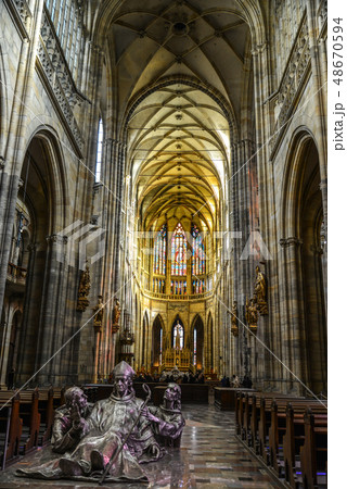 Interior of St. Vitus Cathedral in Prague 48670594