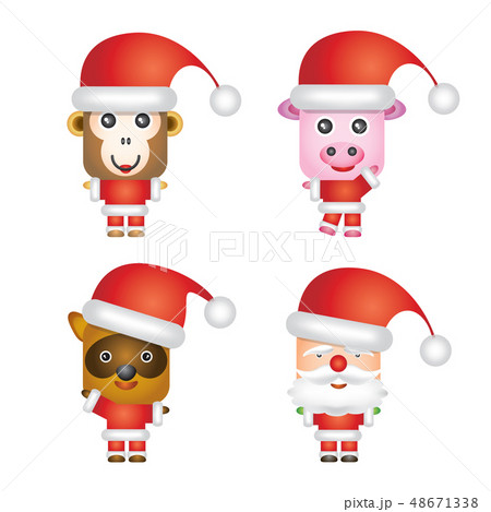 クリスマス クリスマスカード 動物のイラスト素材