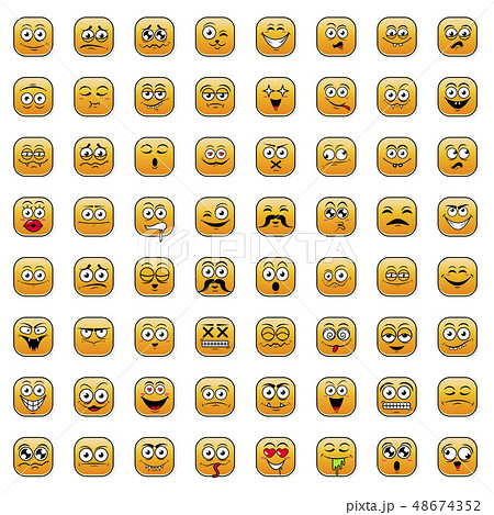 Yellow icon big set of cute happy smiley 48674352