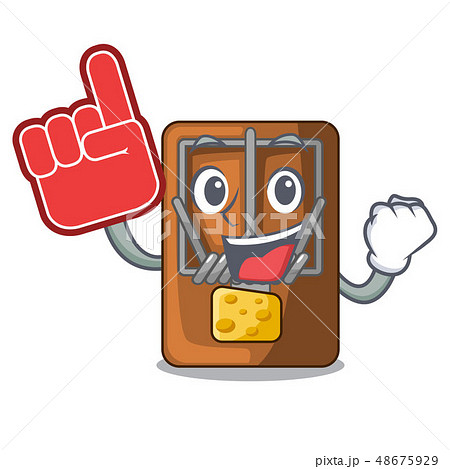 Foam finger mousetrap is placed above cartoon table 48675929