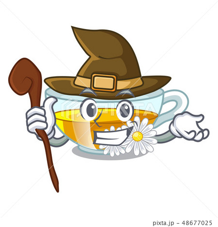 Witch chamomile tea in the cartoon shape Witch chamomile tea in the cartoon shape 48677025