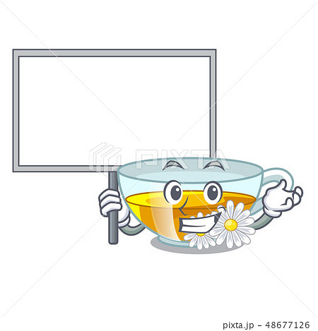 Bring board cup chamomile tea cartoon above table Bring board cup chamomile tea cartoon above table 48677126