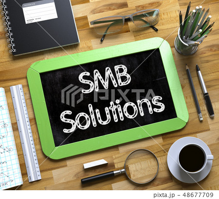 SMB Solutions on Small Chalkboard. 3D Render. 48677709