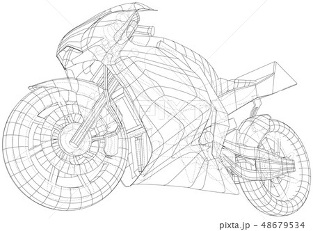 Blueprint sport bike. EPS10 format. Vector created of 3d 48679534