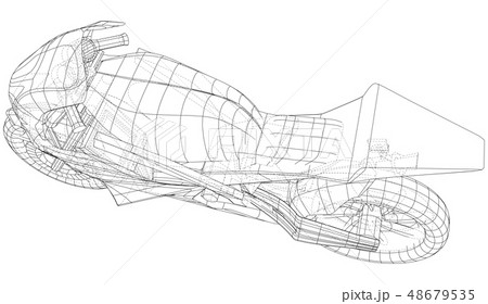 Sport Motorbike technical wire-frame. Vector rendering of 3d 48679535