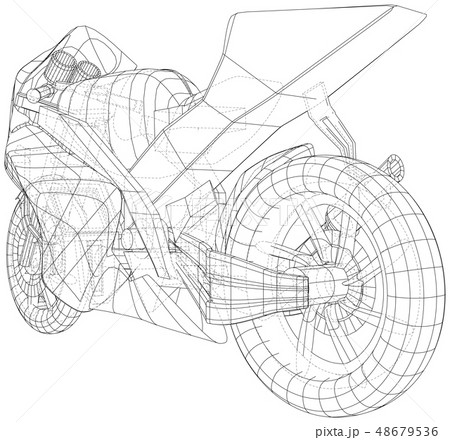 Sport Motorbike technical wire-frame. Vector rendering of 3d 48679536