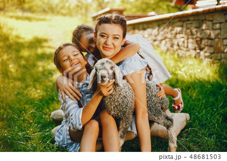 beautiful girl with goat beautiful girl with goat 48681503