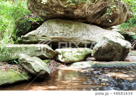 Kbal Spean waterfall national park at Kulen Hills, Kbal Spean waterfall national park at Kulen Hills, 48681639