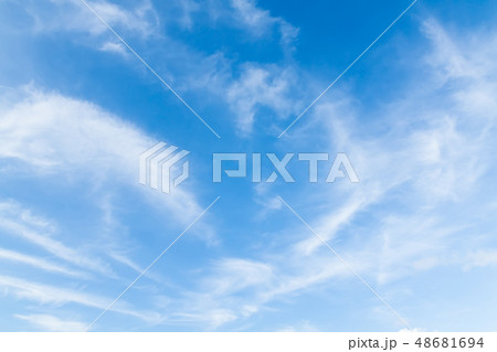 windy weather cloud on natural blue background 48681694