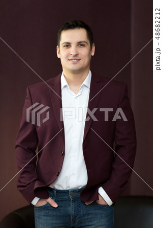 Young handsome guy with black hair. 48682212