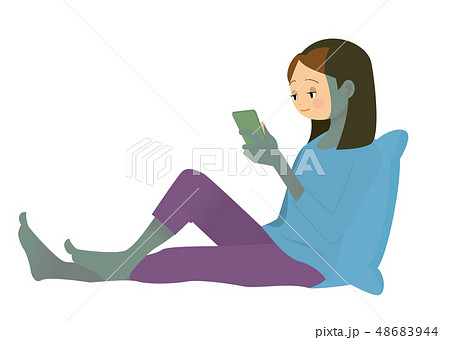 寝る前のスマホのイラスト素材