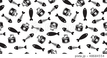 fish bone cat seamless pattern vector kitten food  48684554