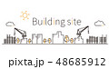 3色の線画の建築現場　黒基調 48685912