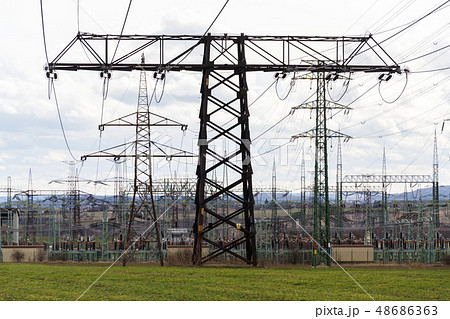 Electricity pylons from power station 48686363
