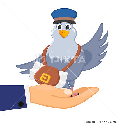 Carrier pigeon sits in his hand and waves its wing - Stock Illustration  [48687696] - PIXTA