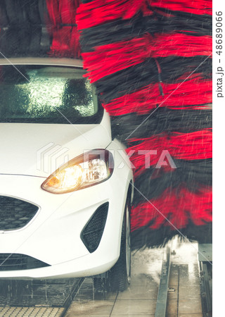Automatic car wash in action. Car wash concept. Automatic car wash in action. Car wash concept. 48689066