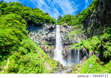 栃木 日光 春の華厳の滝の写真素材