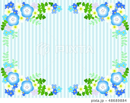 ネモフィラとワスレナグサのフレームのイラスト素材 4864