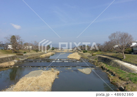 京都、鴨川の(葵橋から見た）下流の風景です 48692360