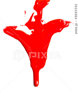 Close up of red paint leaking 48693592