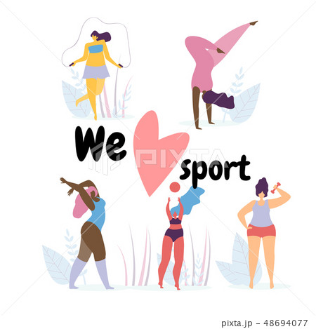 We Love Sport Banner with Flexible Plus Size Girls We Love Sport Banner with Flexible Plus Size Girls 48694077