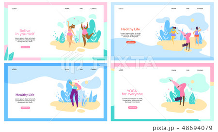 Attractive Overweight Women Healthy Lifestyle Set 48694079