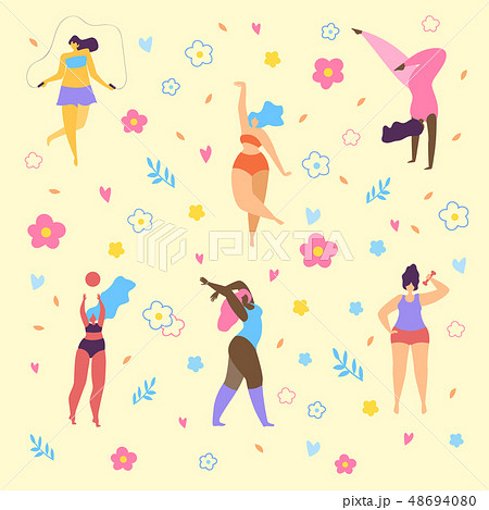 Happy Plus Size Girls and Active Healthy Lifestyle Happy Plus Size Girls and Active Healthy Lifestyle 48694080