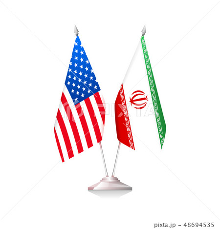 Flags of USA and Iran 48694535