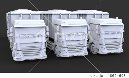Large white trucks with separate trailers, for 48694693