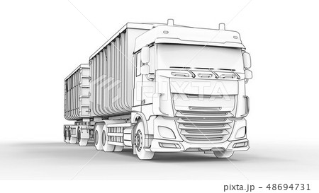 Large white truck with separate trailer, for 48694731