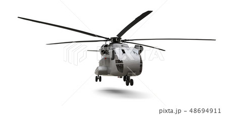 Military transport or rescue helicopter on white 48694911