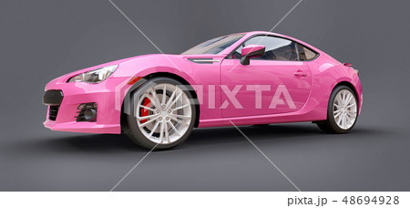 Pink small sports car coupe. 3d rendering. 48694928