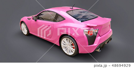 Pink small sports car coupe. 3d rendering. Pink small sports car coupe. 3d rendering. 48694929