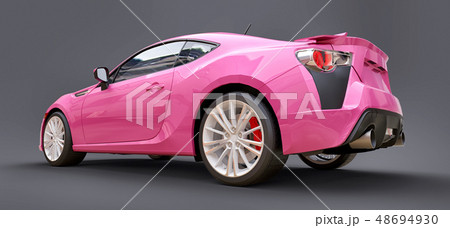 Pink small sports car coupe. 3d rendering. 48694930