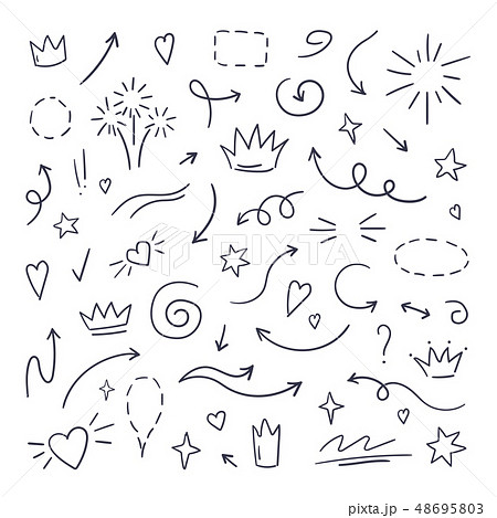 Doodle line swash. Emphasis text highlighters, hand drawn brush stroke, calligraphy underline 48695803