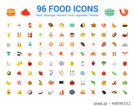 96 food full color icons set. Vector illustration  48696352