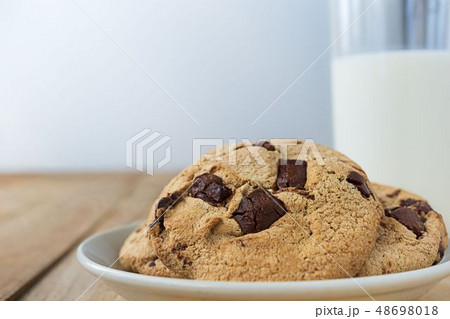 Close up picture of pile Chocolate cookies  48698018