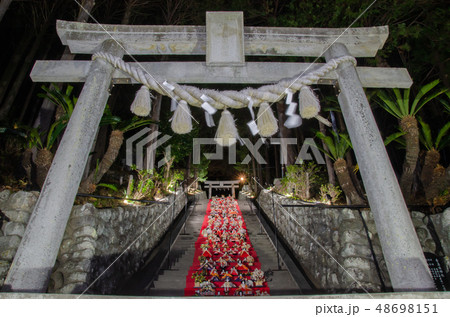 伊豆稲取のライトアップされた素盞嗚（スサノオ）神社雛段飾り 48698151