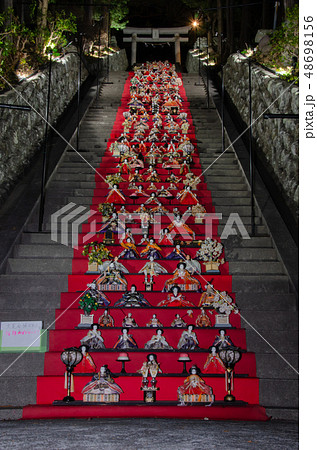 伊豆稲取のライトアップされた素盞嗚（スサノオ）神社雛段飾り 48698156