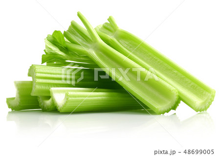 Fresh celery stalks and leaves isolated 48699005
