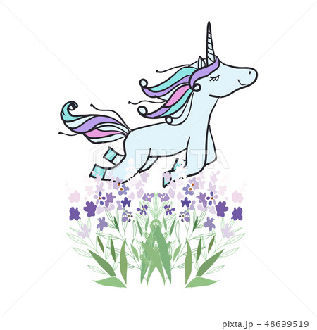 Retro style Illustration with flowers and animal 48699519