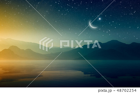 Ramadan Kareem background with crescent and stars Ramadan Kareem background with crescent and stars 48702254