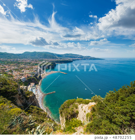 Aerial view of cliff coastline Sorrento and Gulf Aerial view of cliff coastline Sorrento and Gulf 48702255